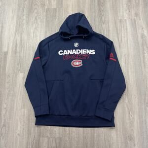 Adidas Montreal Canadiens Hoodie Men's Large Blue Red NHL Hockey Performance